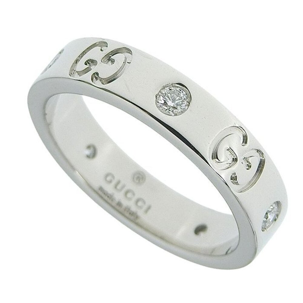 Gucci GG Icon Slim 5 P Diamond Ring 18K White Gold 750 White Gold Diamond 9